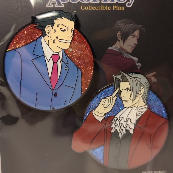Ace Attorney Phoenix Wright Miles Winning Collectible Enamel Pin Set - Picture 2 of 3